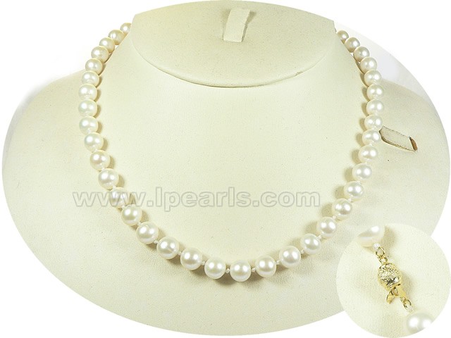 Wholesale 8 9mm White Cultured Freshwater Pearl Necklace From Chian Lp