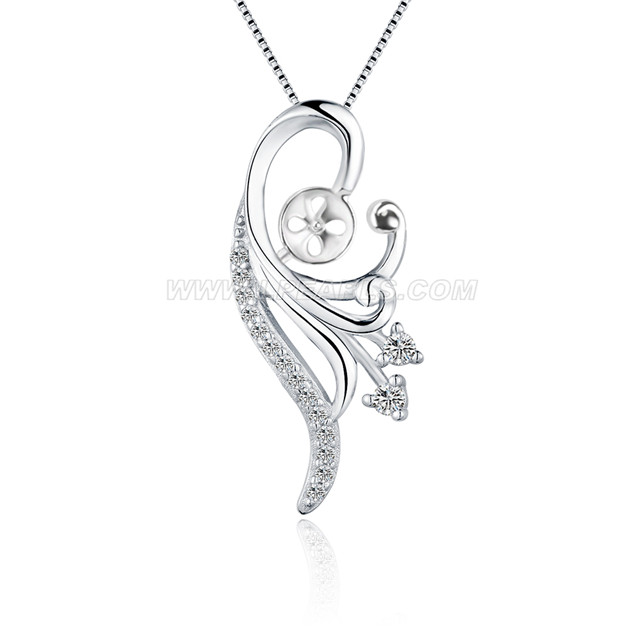 925 Sterling Silver Women Zircon Flower Pearl Pendant Fitting Lp Pearl Jewelry Store 2210